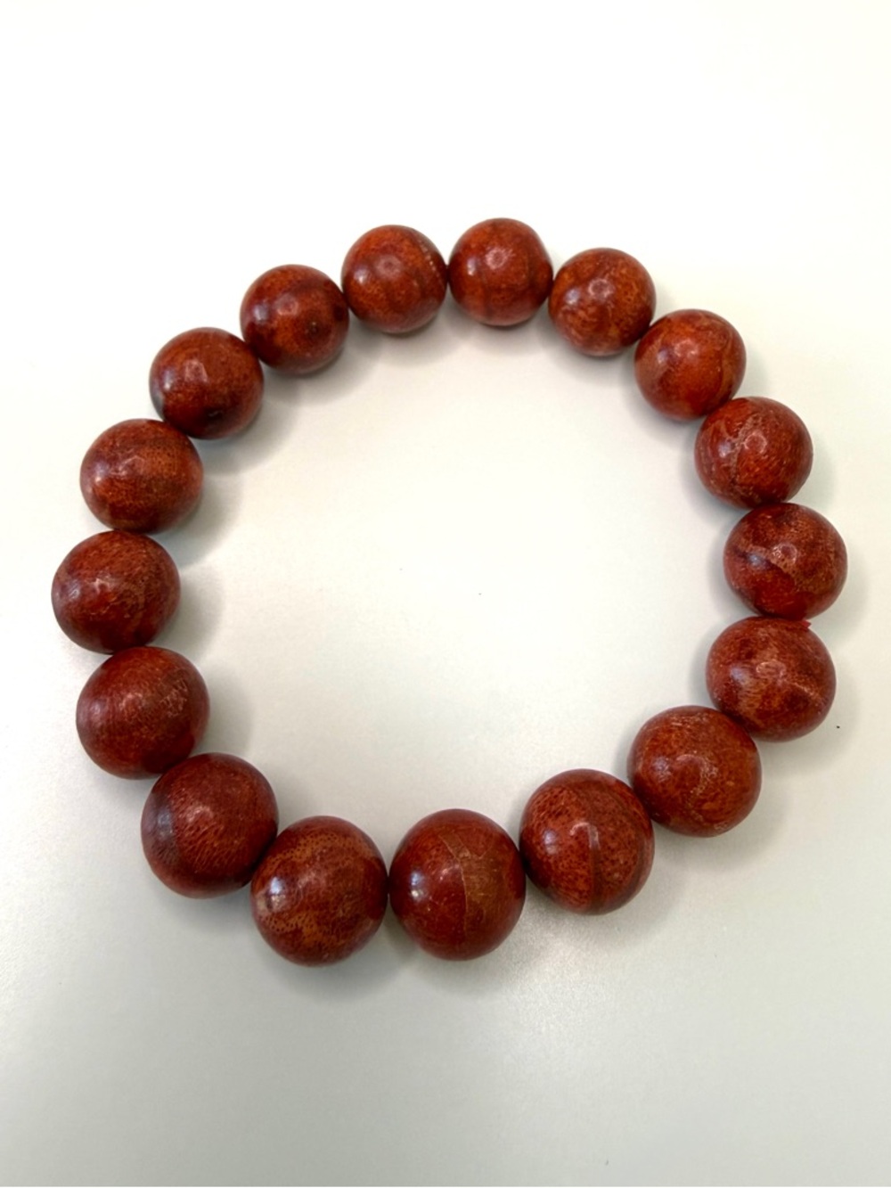 Handcrafted Red Brown Bead Stretch Bracelet